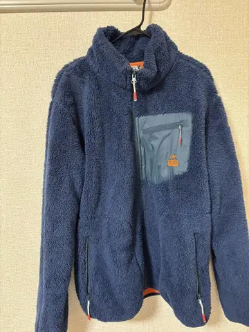네이비 플리스 자켓 오렌지 안감