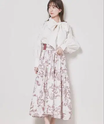 스나이델 볼륨 타프타 프린트 스커트 핑크 0 사이즈