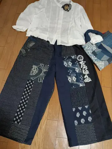 빈티지 원단 리메이크 와이드 팬츠
