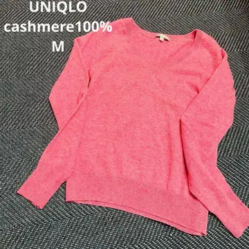 UNIQLO 캐시미어 100% 핑크 V넥 긴팔 니트 M 사이즈