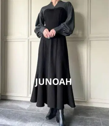 JUNOAH 셔츠 도킹 베어 원피스 이소재 도킹 원피스 XL