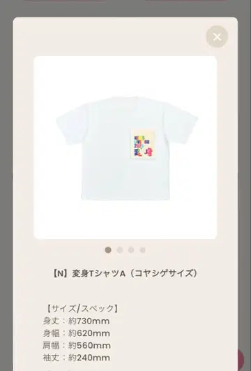 NEWS 변신 T셔츠 A 코야시게 사이즈