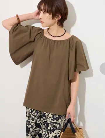 JOURNAL STANDARD relume 개더 넥 숏 슬리브