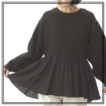 BouJeloud 페플럼 블랙 풀오버 블랙 긴팔 캐주얼 고급