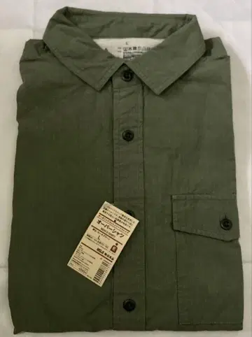 제조 중지 무인양품 오가닉 코튼 립스탑 오버 셔츠 L 미사용