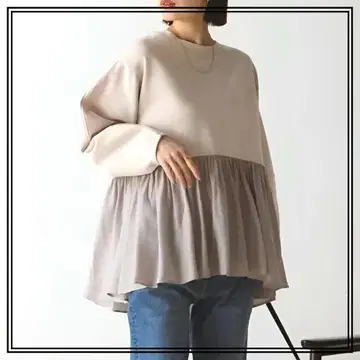 BouJeloud 페플럼 블랙 풀오버 블랙 긴팔 캐주얼 고급