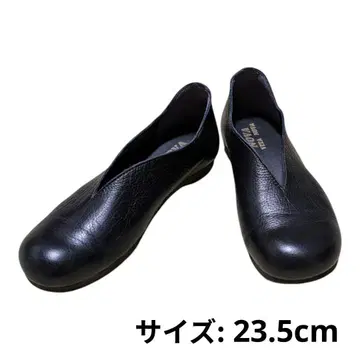 NOVA 블랙 블랙 가죽 슬립온 V컷 23.5cm