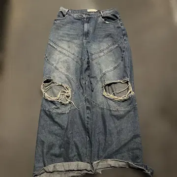 그런지 코디 세트 체크 무늬 셔츠 데미지 데님 팬츠 탱크탑