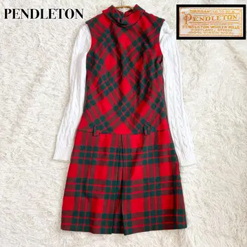 초레어 새상품급 50s PENDLETON 오버롤 스커트 체크 울