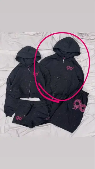 9090 girl Logo Glitter Zip Hoodie
