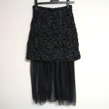 24AW ANAYI 아나이 테이프 자수 레이어드 스커트 블랙