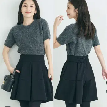 하이웨스트 큐롯 스커트 블랙
