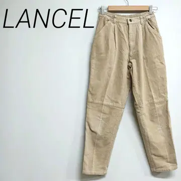 Lancel 베이지 코듀로이 하이웨스트 치노 팬츠 포켓 신축성