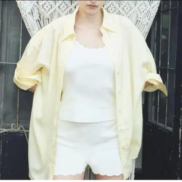 H&M 스캘럽 니트 탱크탑 니트 탱크 상의 화이트