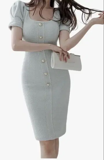타이트 핏 라이트 그레이 드레스