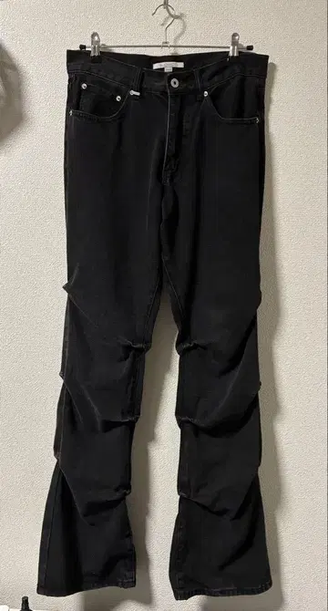 SLOWACID Tuck Flare 데님 팬츠