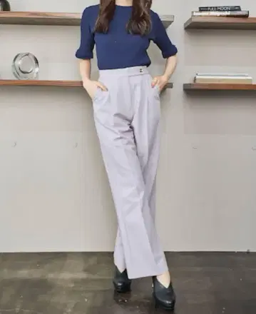 REDYAZEL 센터 프레스 팬츠 라벤더 M 택 포함 새상품