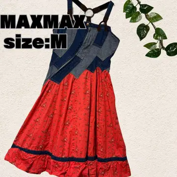 MAXMAX 데님 리메이크풍 꽃무늬 Y2K 벌룬 밑단 M 비대칭