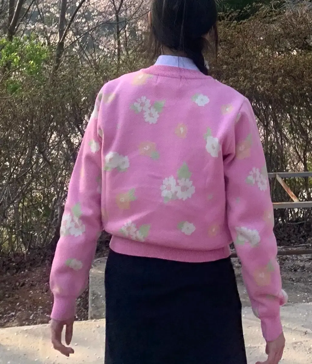Margarin Fingers Flower Pink Cardigan Mori Girl Vintage
