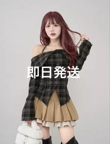 Darich 다리치 홀터 오프숄더 체크 셔츠