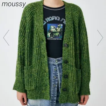 moussy 마우지 니트 오버 사이즈 가디건 그린 겉옷