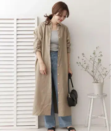 DOORS 린넨 롱 셔츠 원피스
