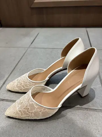 웨딩 신발 레이스 펌프스 22cm