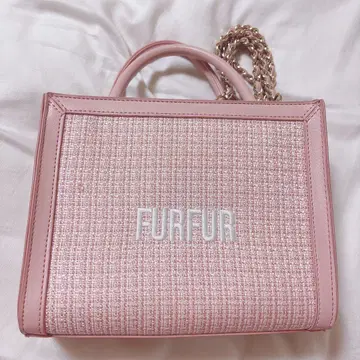 FURFUR 퍼퍼 트위드 로고 토트백 핑크
