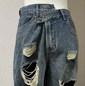 Java 데미지 와이드 데님 팬츠