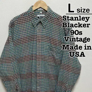 USA제 Stanley Blacker 플란넬 셔츠 L 체크 베이지