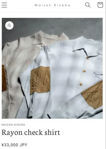 MAISON KINEMA 레이온 체크 셔츠 카와시마 타카히로