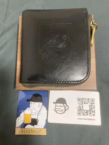 BEERBELLY 가죽 이단 접이식 지갑 라운드 지퍼