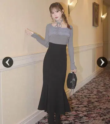 미셸 마카롱 어른의 슬림 레그 스커트 블랙 XS