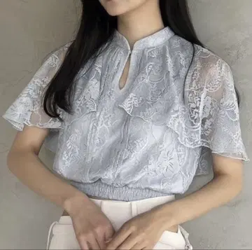 dazzlin 하프 슬리브 레이스 블라우스