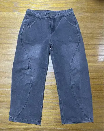 다크 그레이 와이드 데님 팬츠