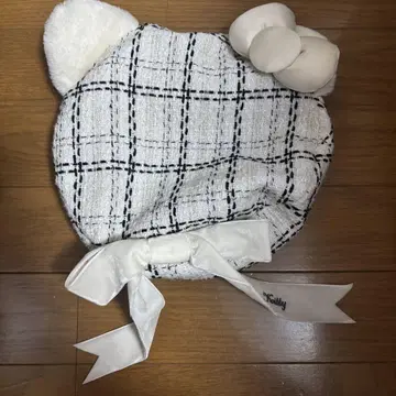 유니버설 키티 베레모 트위드 화이트 산리오 USJ 모자