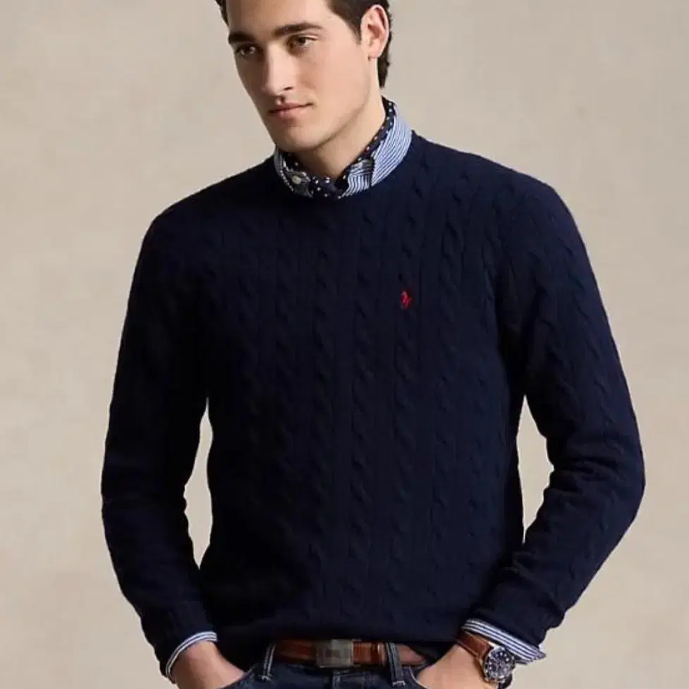 무료배송/정품)새상품 폴로 꽈배기 라운드 니트 3가지컬러