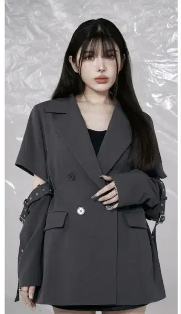 다리치 벨트 자켓 화이트