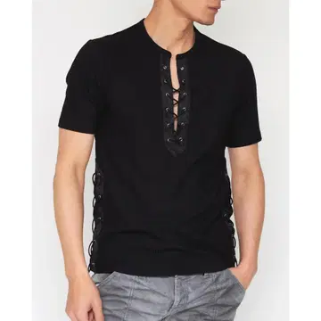 토네이도 마트 24SS 리브 보타니컬 콤비 레이스 UP 티셔츠 M 신동