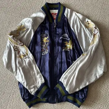 자수 드래곤 새틴 스카잔 빈티지풍