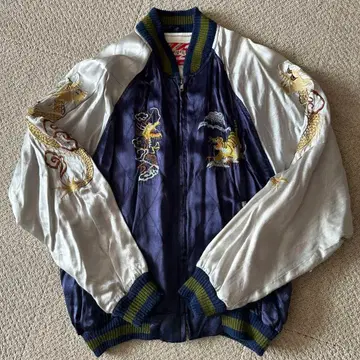 자수 드래곤 새틴 스카잔 빈티지풍