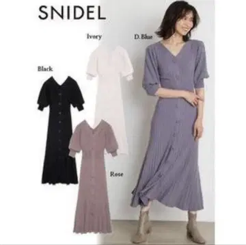 SNIDEL 스나이델 프론트 버튼 니트 원피스 블랙