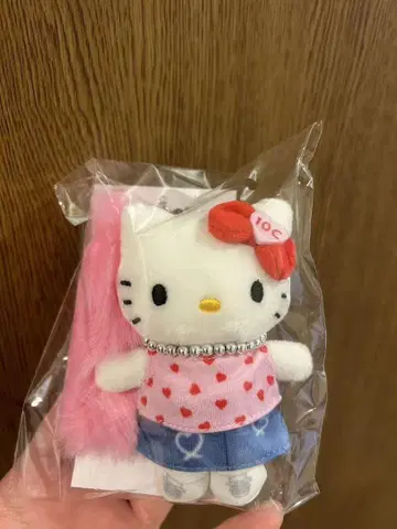 헬로키티 마스코트 퍼 참 갸루 REPIPI 하트 키링