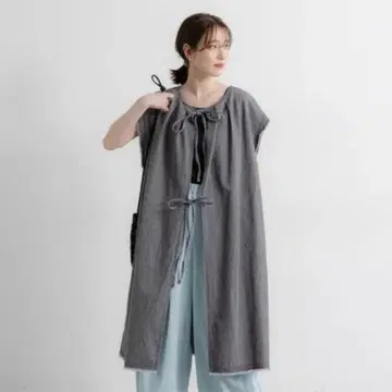 studio CLIP 더블 프론트 데님 리본 원피스 블랙19 F