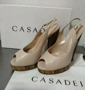 CASADEI 베이지 오픈토 샌들 하이힐 14cm