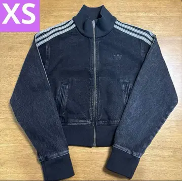 아디다스 데님 자켓 크롭 기장 블랙 데님 트랙탑 XS