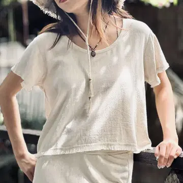 USED asana HEMP100% 테로테로 루즈핏 Tee 키나리