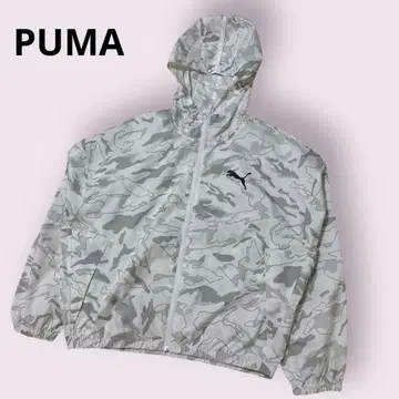 새상품급 PUMA 바람막이 후드티 카모플라주 패턴 S 화이트