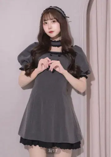 pium 코튼 프릴 초커 인형 원피스
