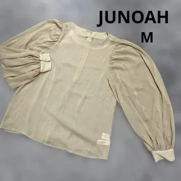 JUNOAH 베이지 프릴 긴팔 블라우스 M
